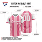 Custom Pink-Rose Stripe V-Neck Baseball Jersey
